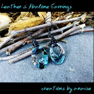 Leather Abalone Earrings